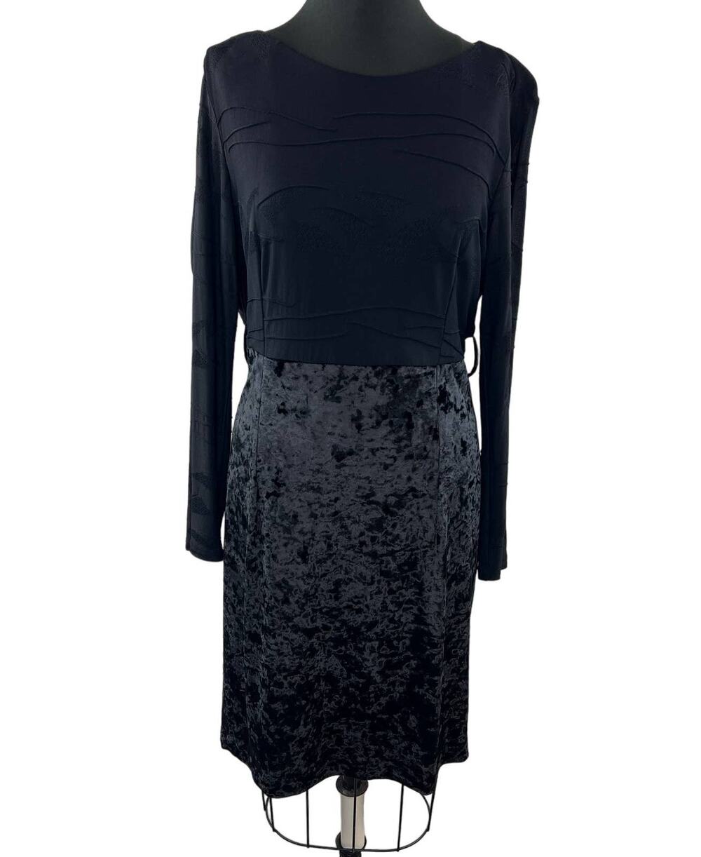 GIANMARCO MESSORI Womens Black Long Sleeve Bateau Neck Knee Length Dress Size 48
